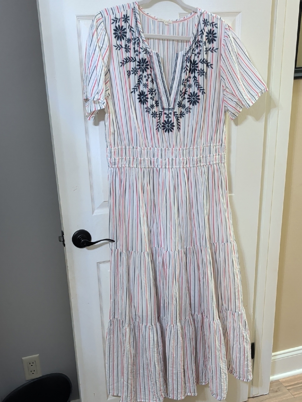 Kate & Sam Patriotic Embroidered V-Neck Maxi Dress